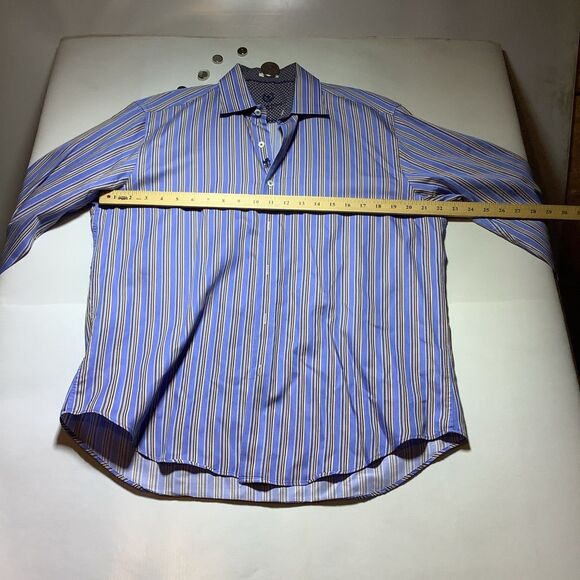 Bugatchi Uomo Other - Bugatchi Uomo Men’s  Dress Shirt, Flip Cuff Blue Large